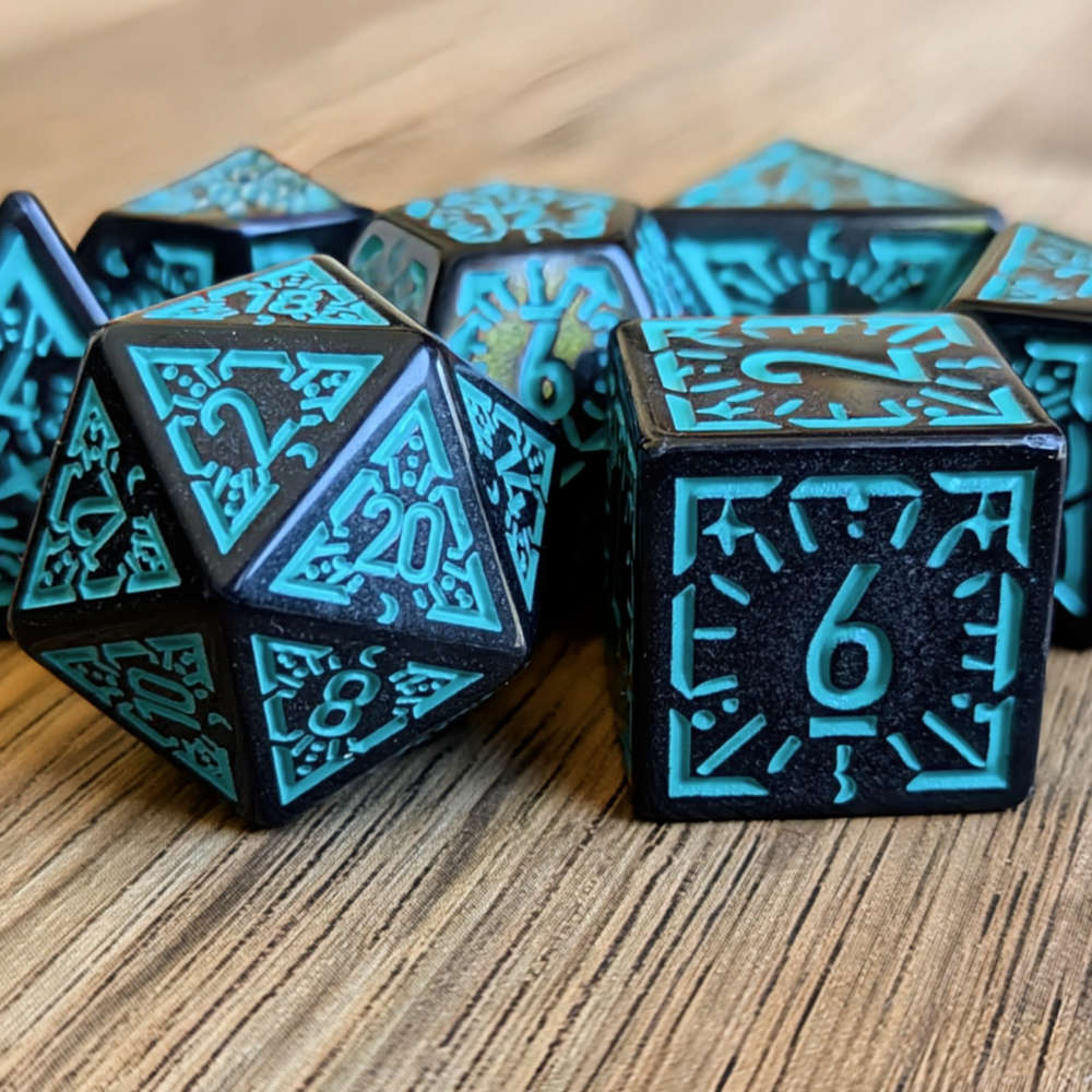 Blue Black Arcane Burst Dice Set