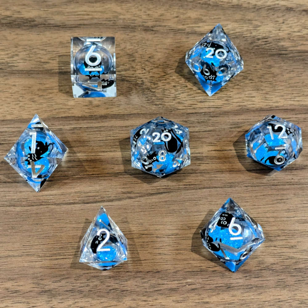 Blue Black Cat Liquid Core Dice