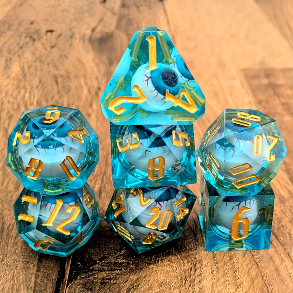 Eyeball Rolling Blue Dice Set