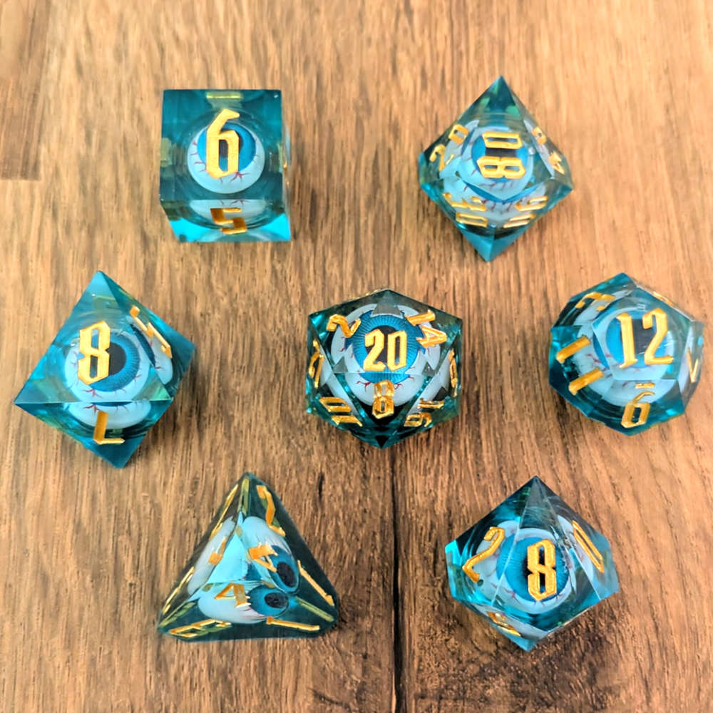Eyeball Rolling Blue Dice Set