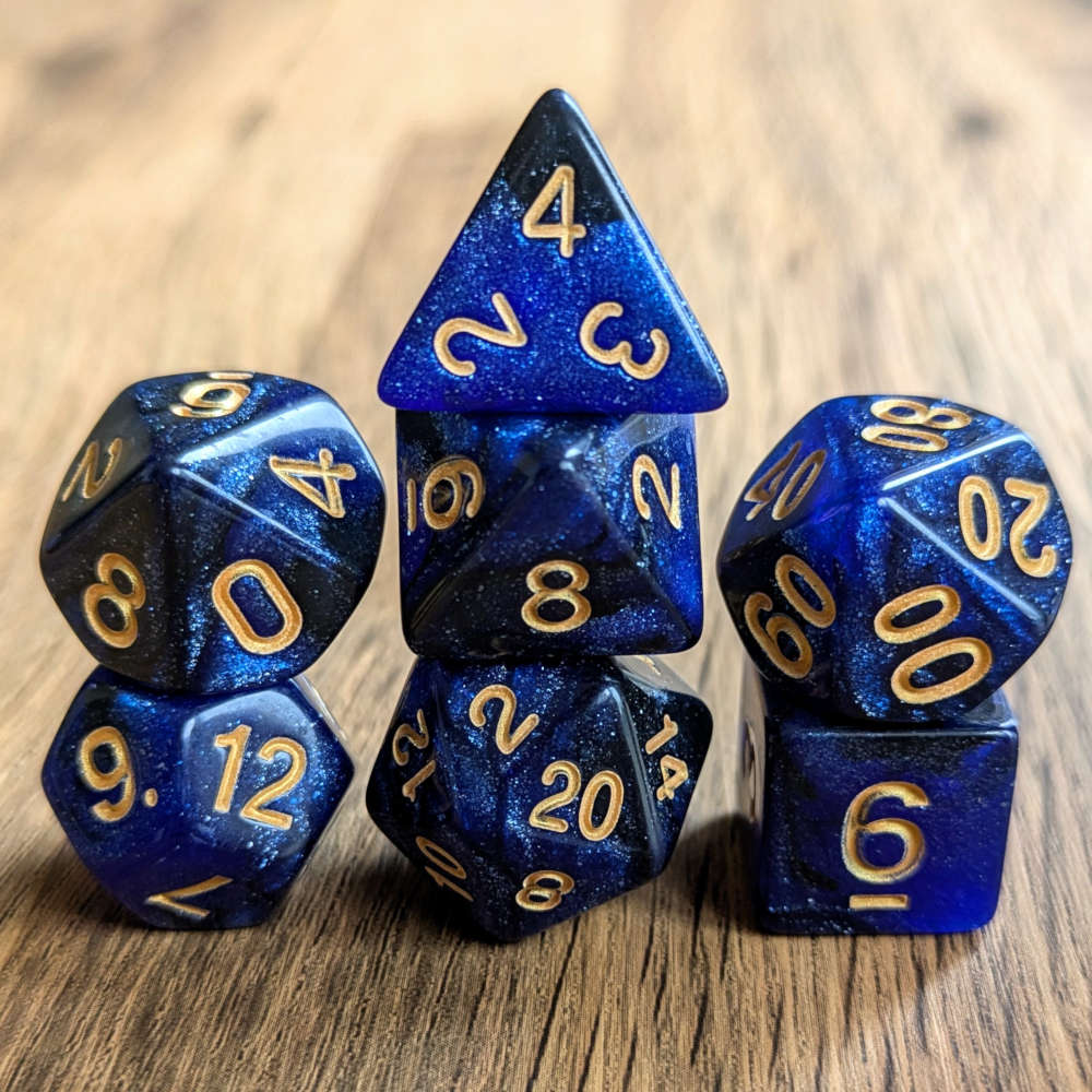 Blue Galaxy Dice Set