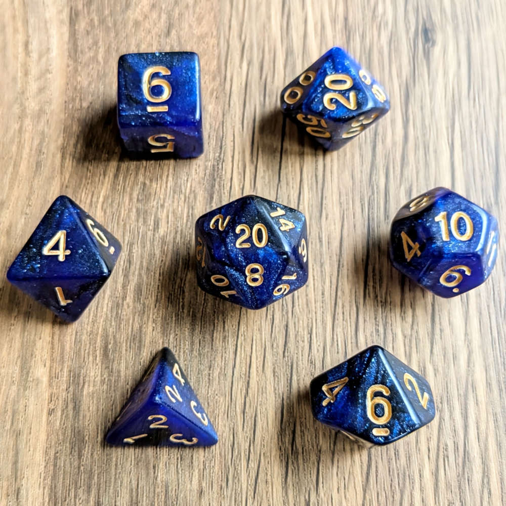 Blue Galaxy Dice Set
