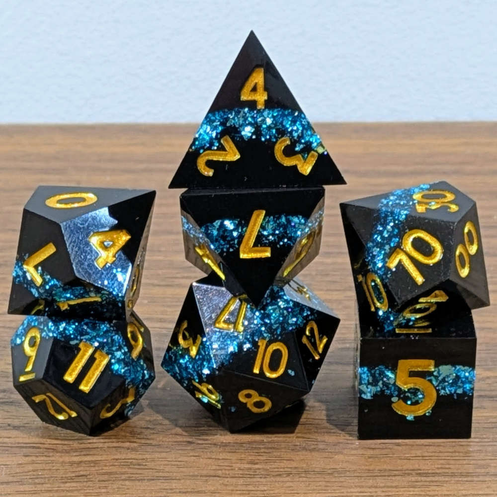 Blue Gilded Abyss Dice Set