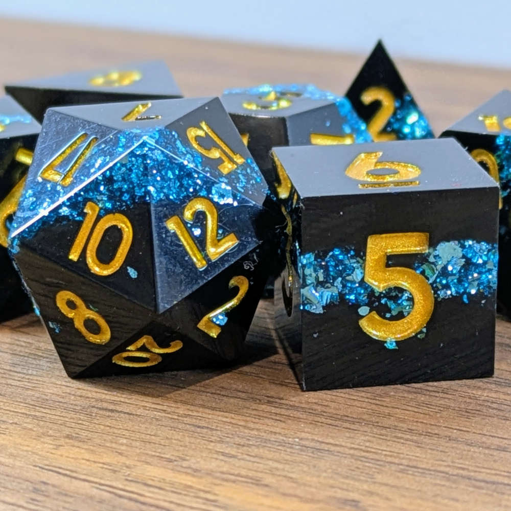 Blue Gilded Abyss Dice Set
