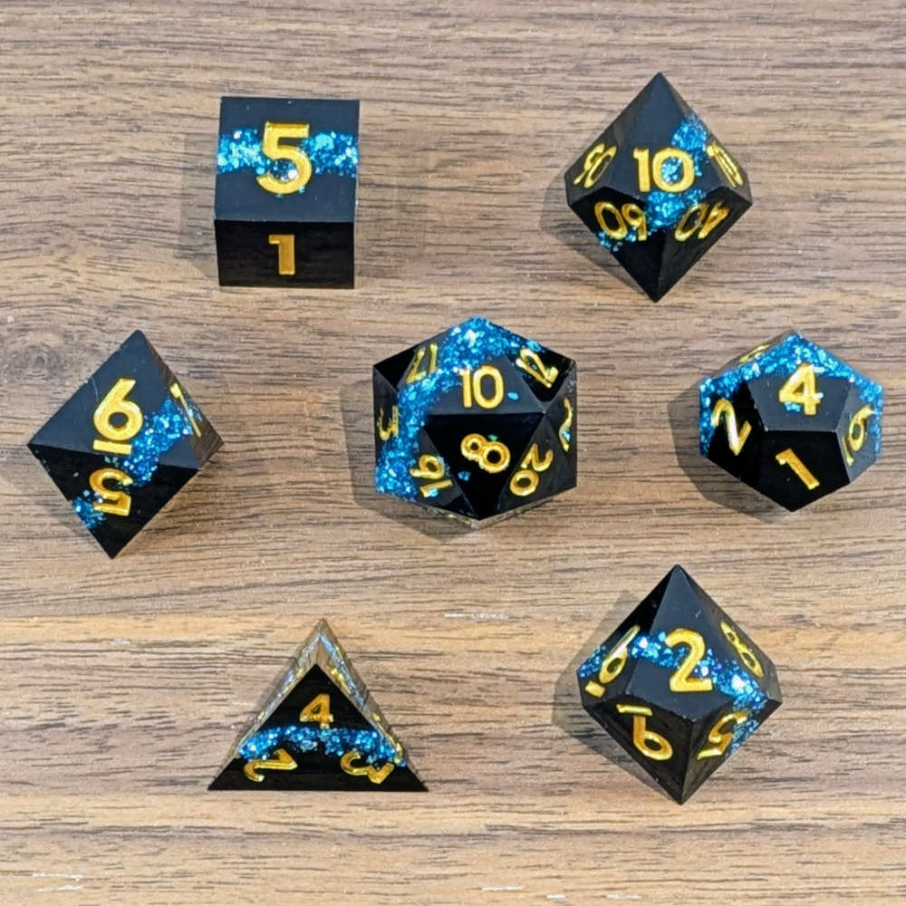 Blue Gilded Abyss Dice Set