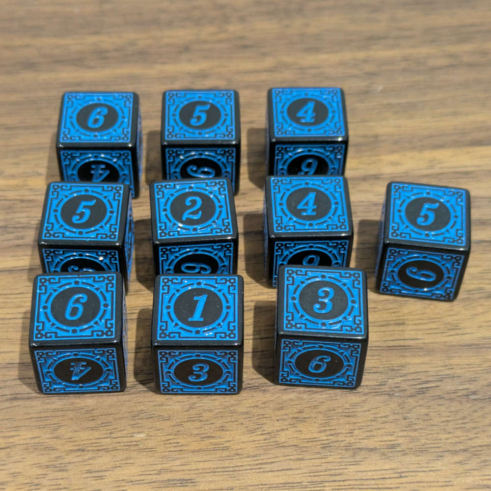 Blue Runic D6 Dice Set