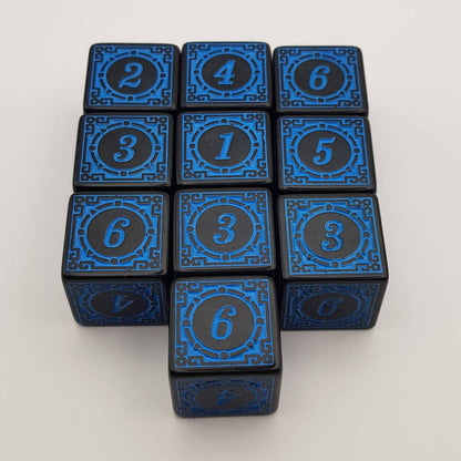Blue runic d6 dice set