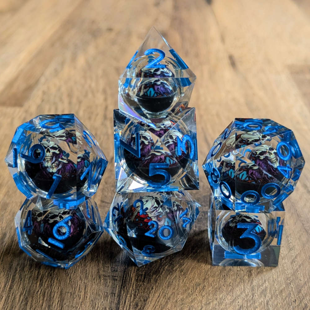 Blue Skull Rolling Dice Set