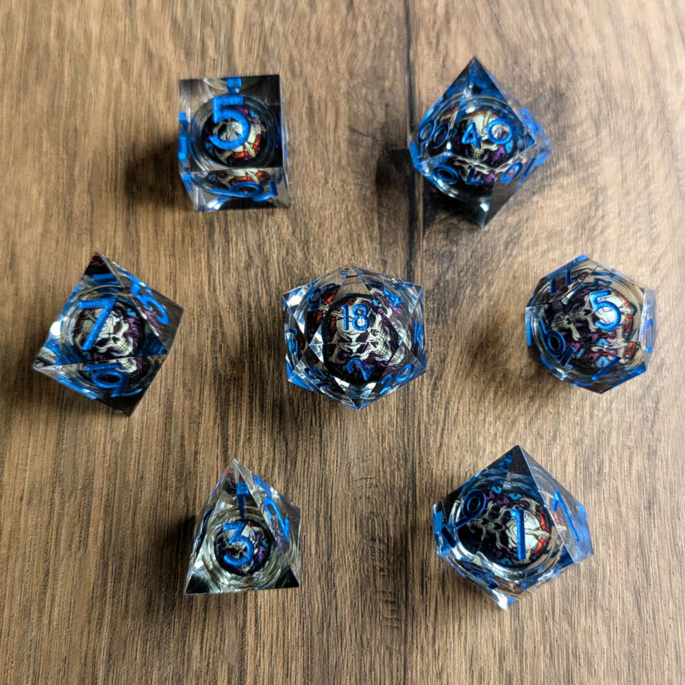 Blue Skull Rolling Dice Set