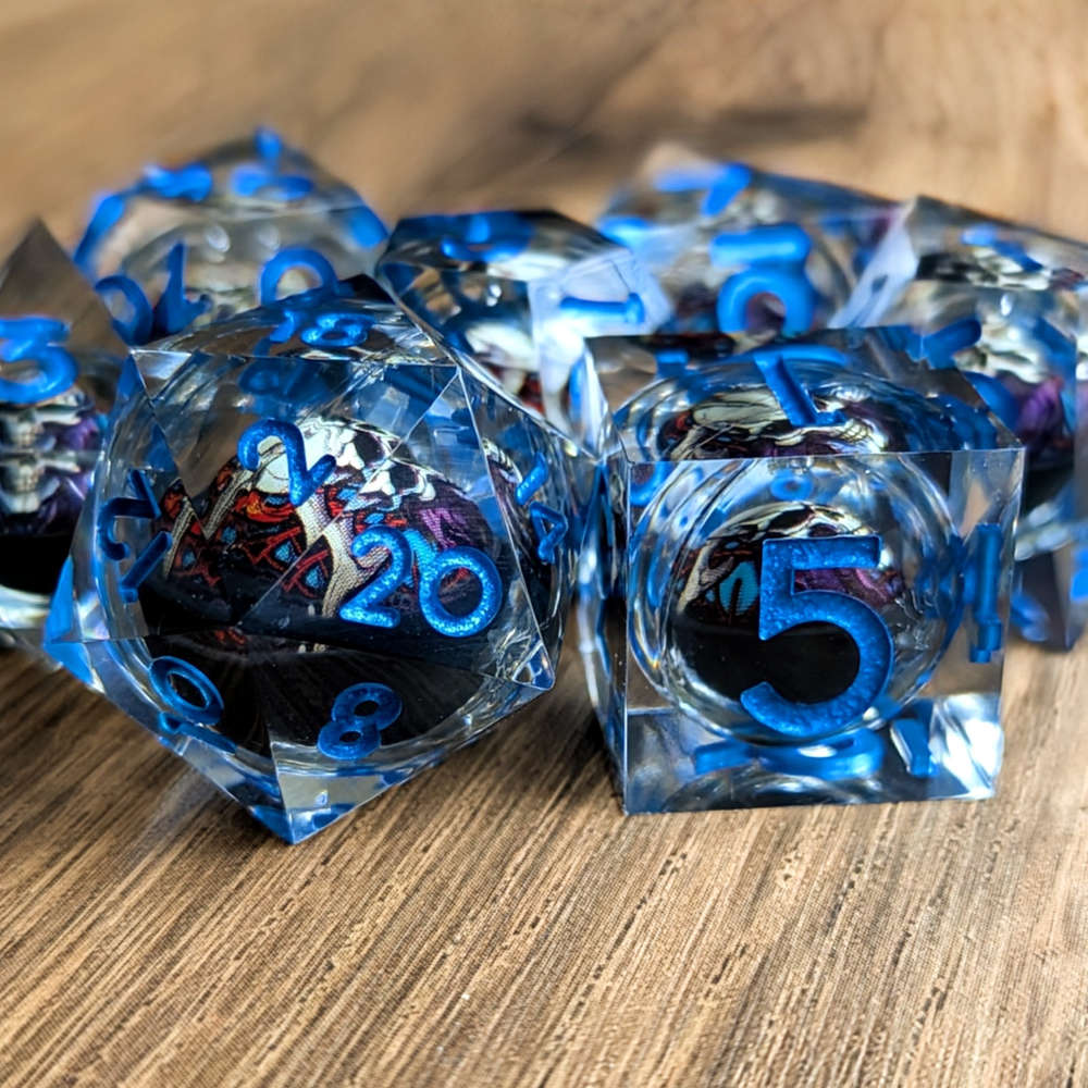 Blue Skull Rolling Dice Set
