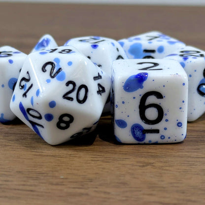 Blue Paint Splatter Dice Set