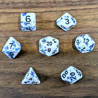 Blue Paint Splatter Dice Set