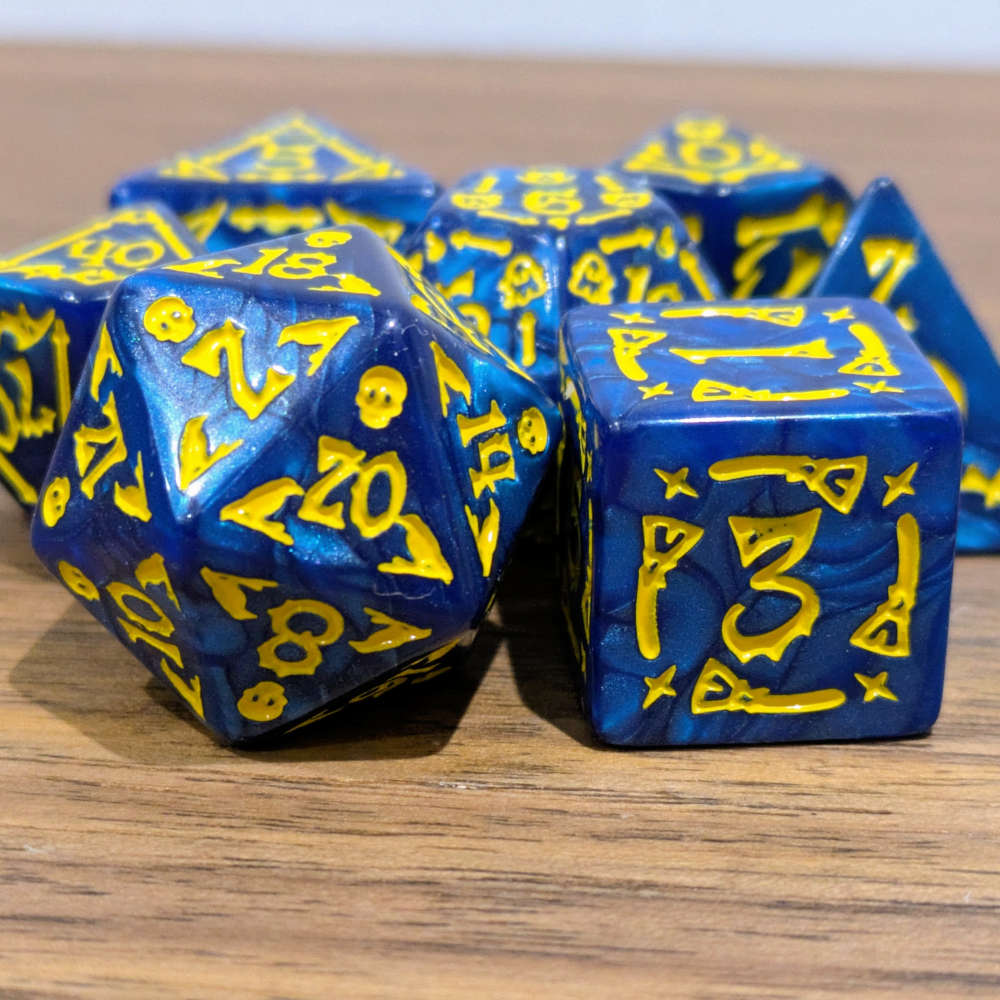 Blue Spooky Scary Skeletons Dice Set
