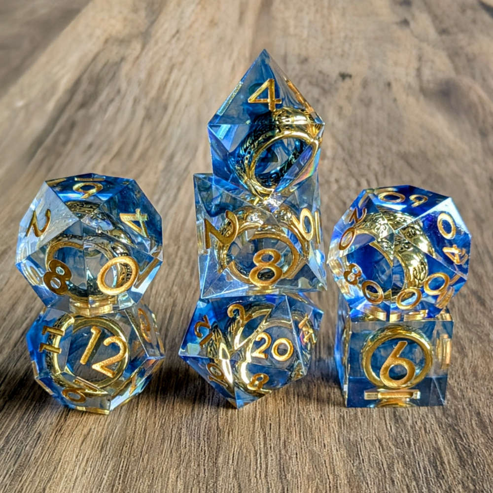 Blue One Ring Sharp Edge Dice