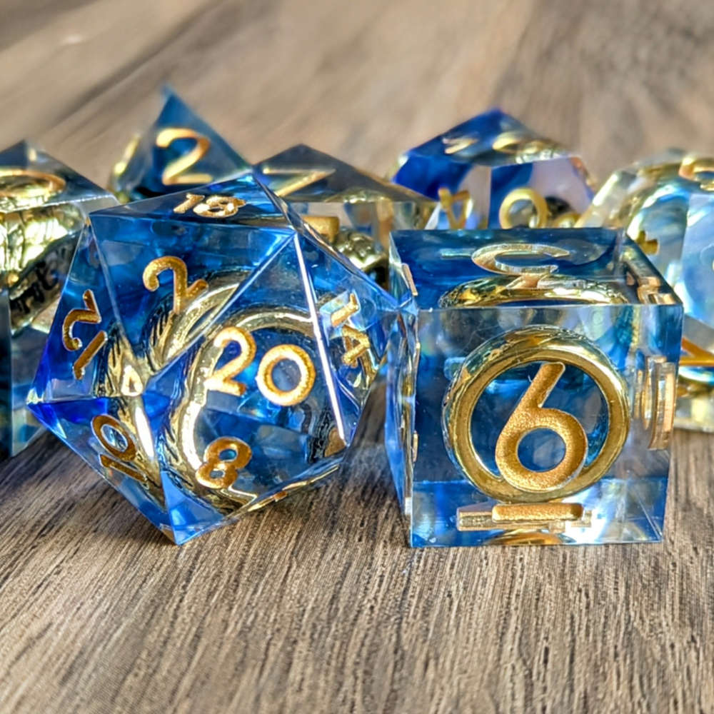 Blue One Ring Sharp Edge Dice