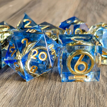 Blue One Ring Sharp Edge Dice