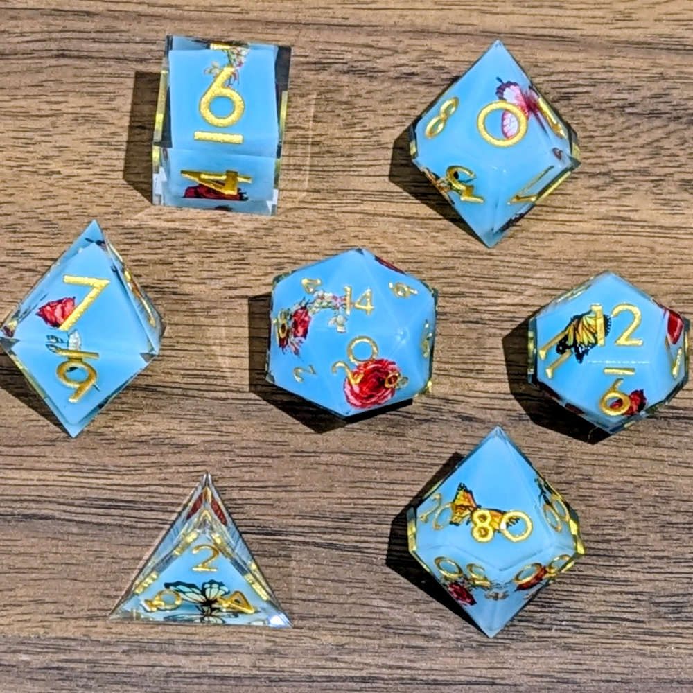 Butterfly Blue Sharp Edge Dice