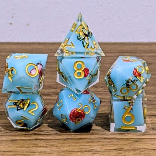 Butterfly Blue Sharp Edge Dice