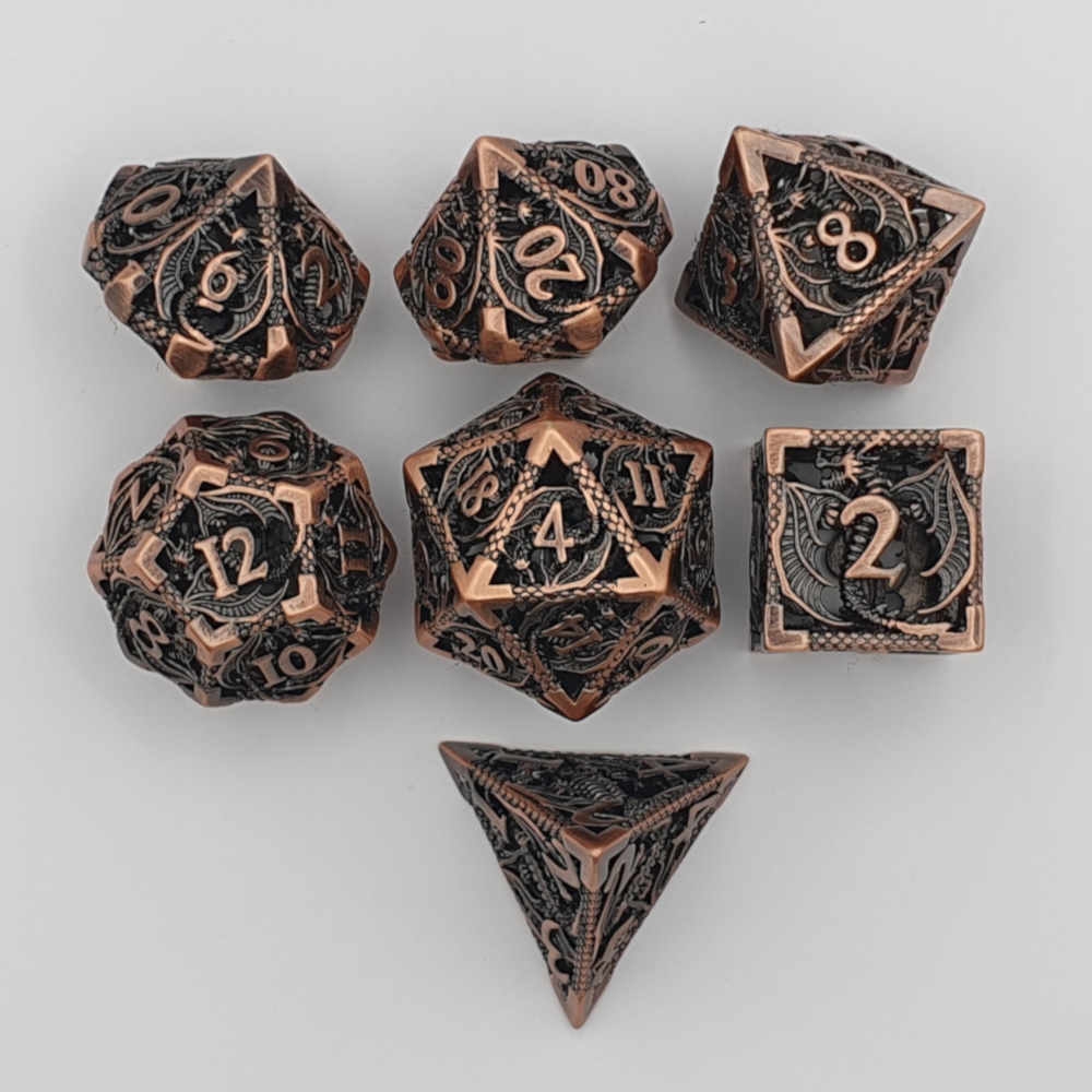 Copper hollow dragon dice set