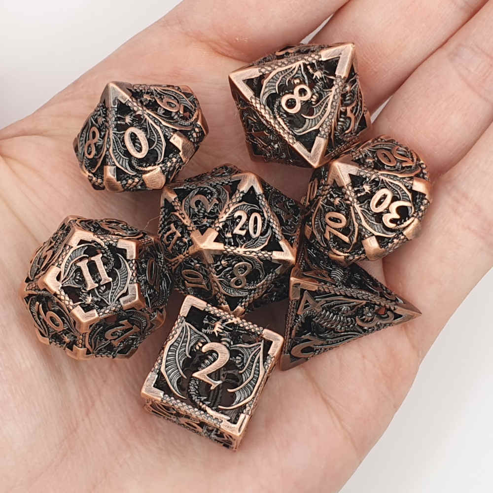 Copper hollow dragon dice set