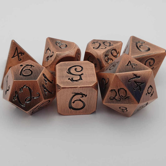 Copper wyrmling dragon dice set