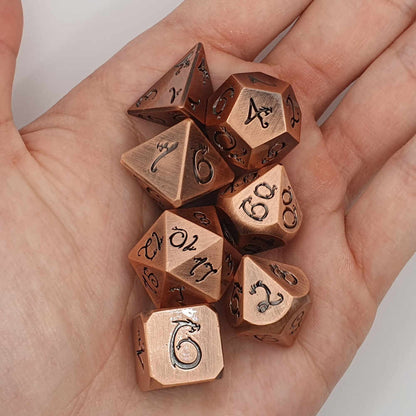 Copper wyrmling dragon dice set