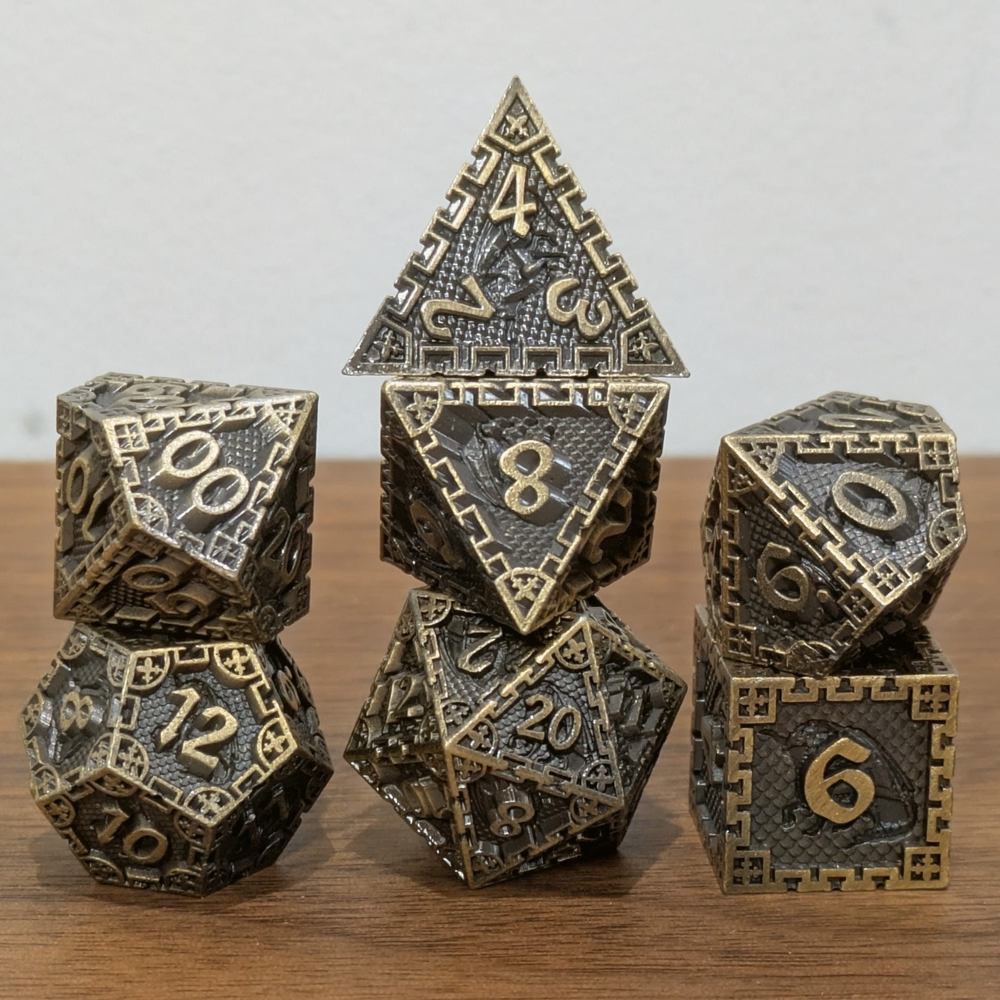 Dwarven Brass Metal Dragon Dice