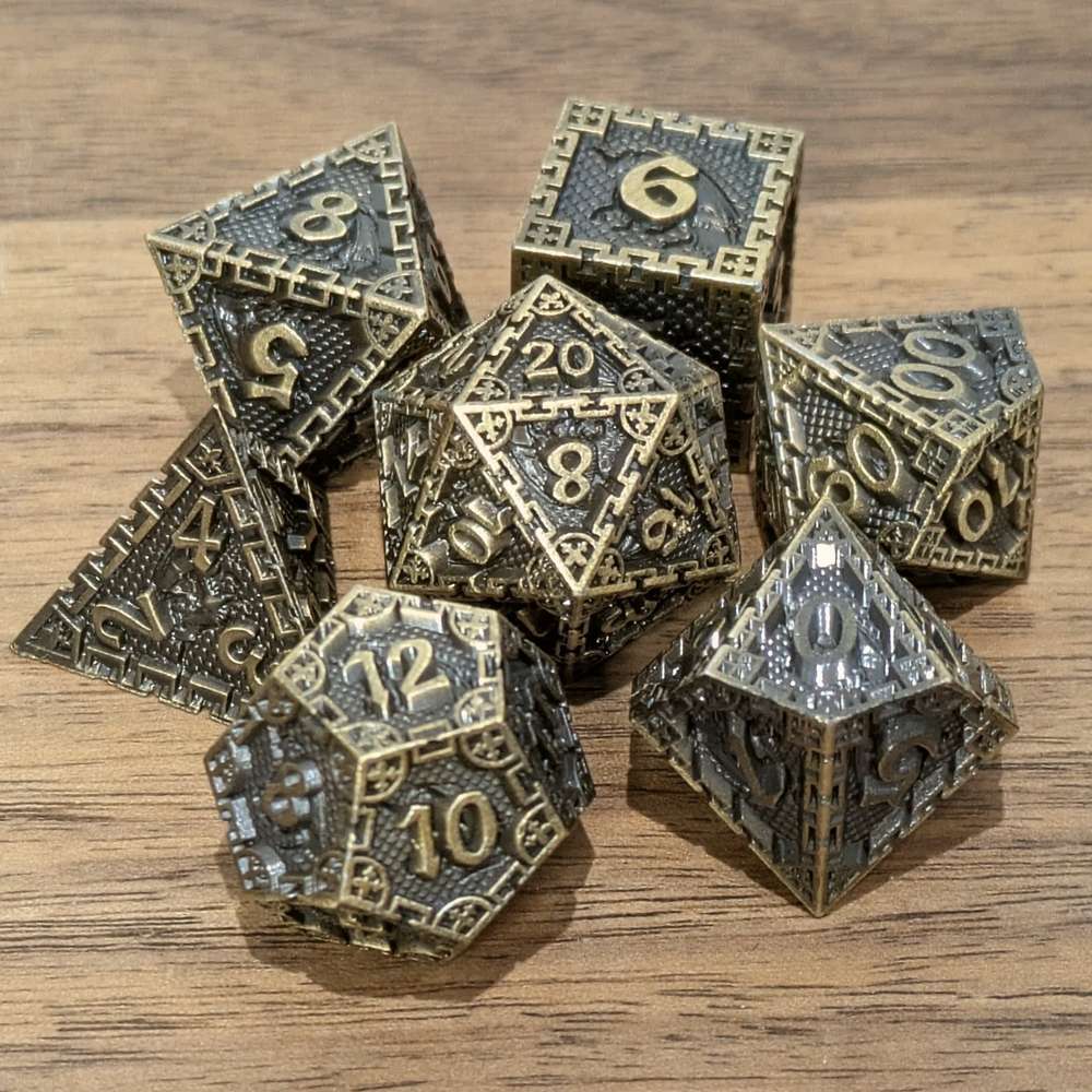 Dwarven Brass Metal Dragon Dice