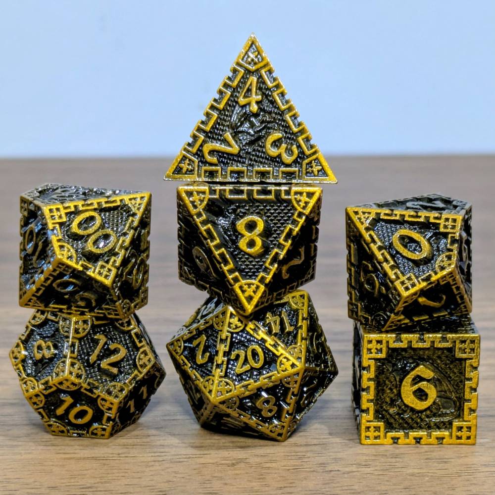 Dwarven Gold Metal Dragon Dice