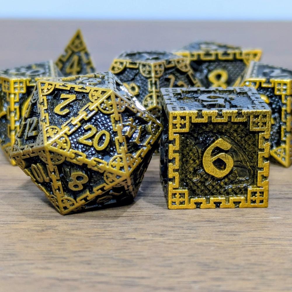 Dwarven Gold Metal Dragon Dice
