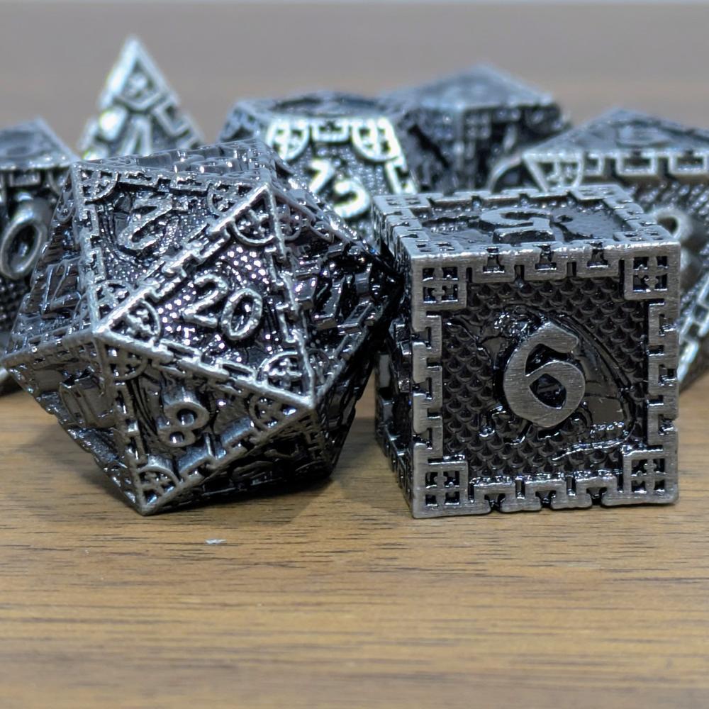 Dwarven Steel Metal Dragon Dice