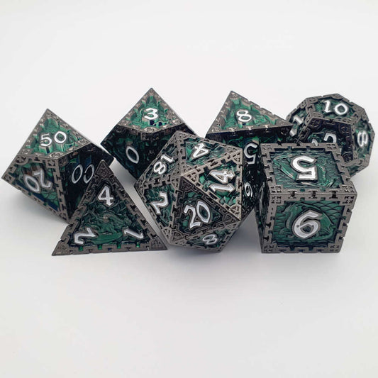 Emerald green dragon dice set
