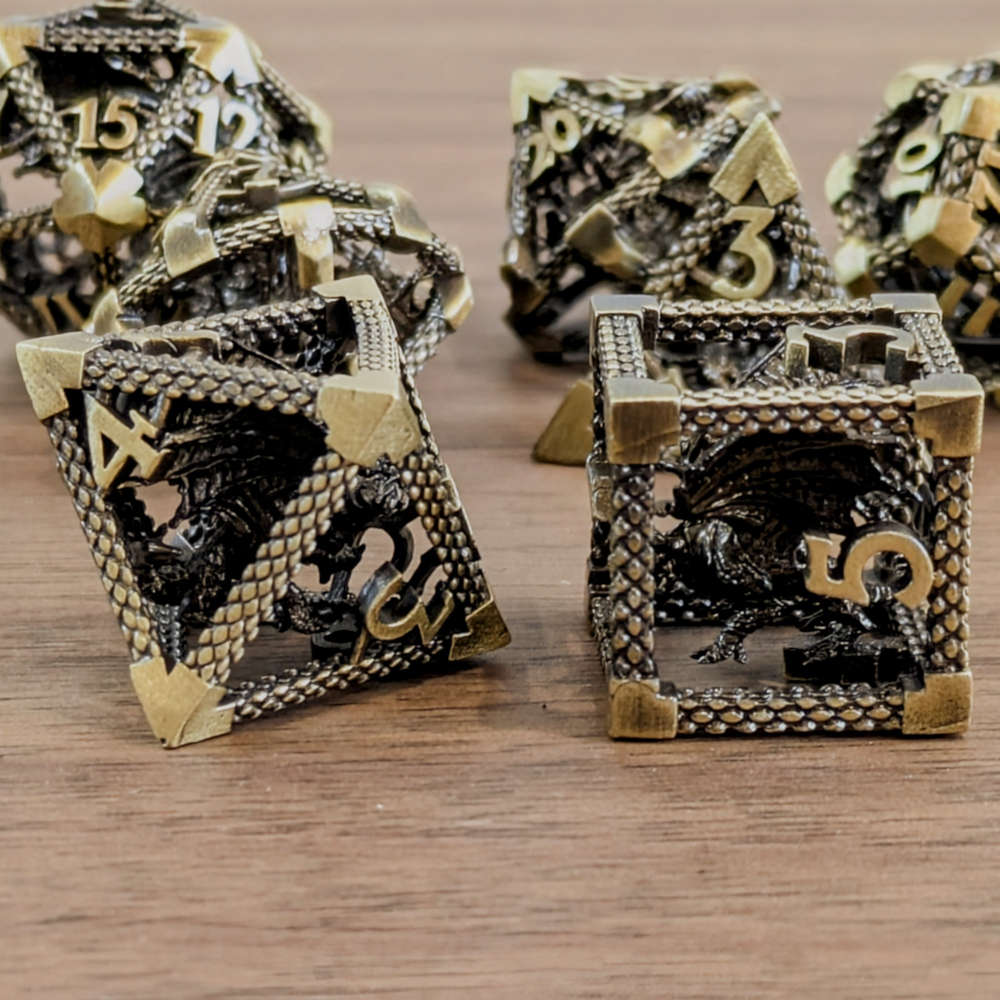 Encapsulated Brass Dragon Dice