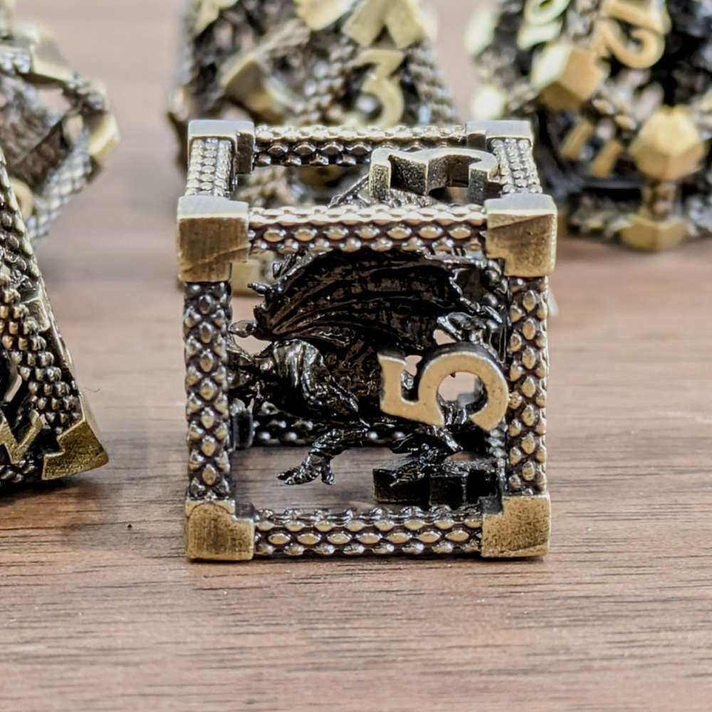 Encapsulated Brass Dragon Dice