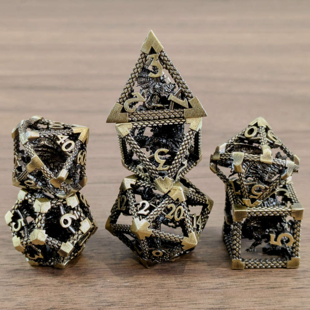 Encapsulated Brass Dragon Dice