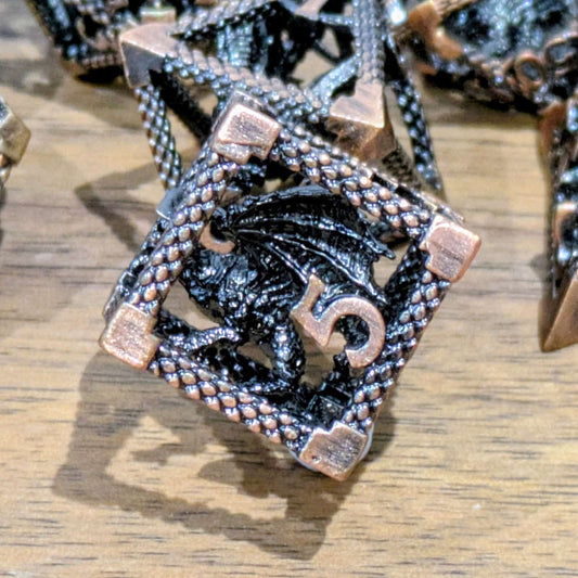 Encapsulated Copper Dragon Metal Dice