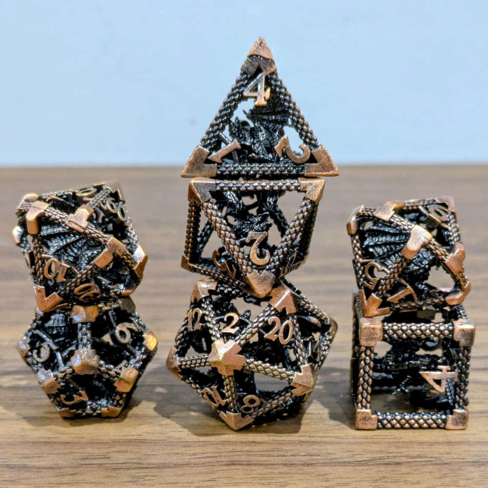 Encapsulated Copper Dragon Metal Dice