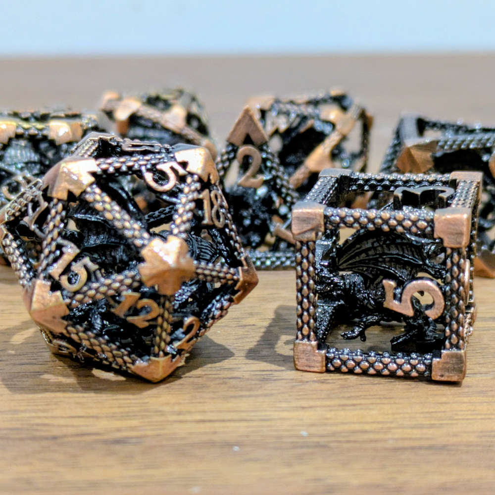 Encapsulated Copper Dragon Metal Dice