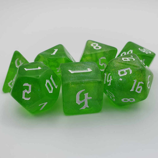 Glittery Emerald Dice Set