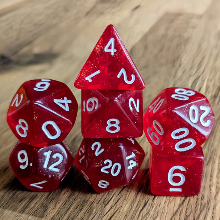 Glittery Ruby Dice Set - Dice Dragons