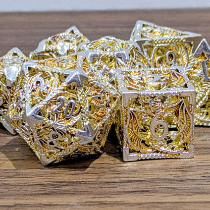 Gold Silver Hollow Dragon Dice