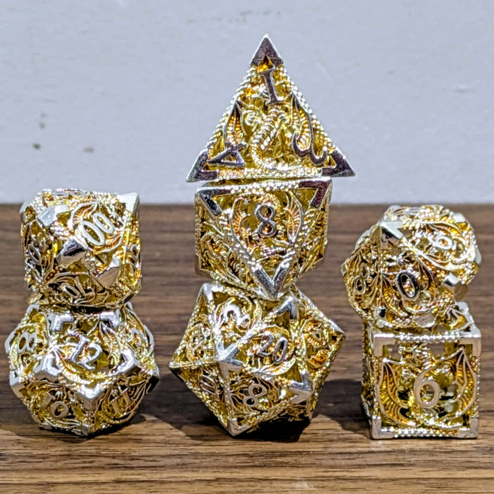 Gold Silver Hollow Dragon Dice