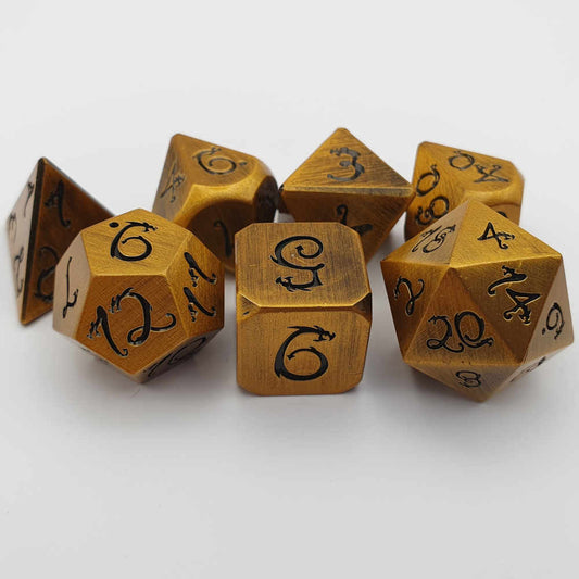 Gold wyrmling dragon dice set