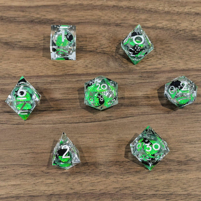 Green Black Cat Liquid Core Dice