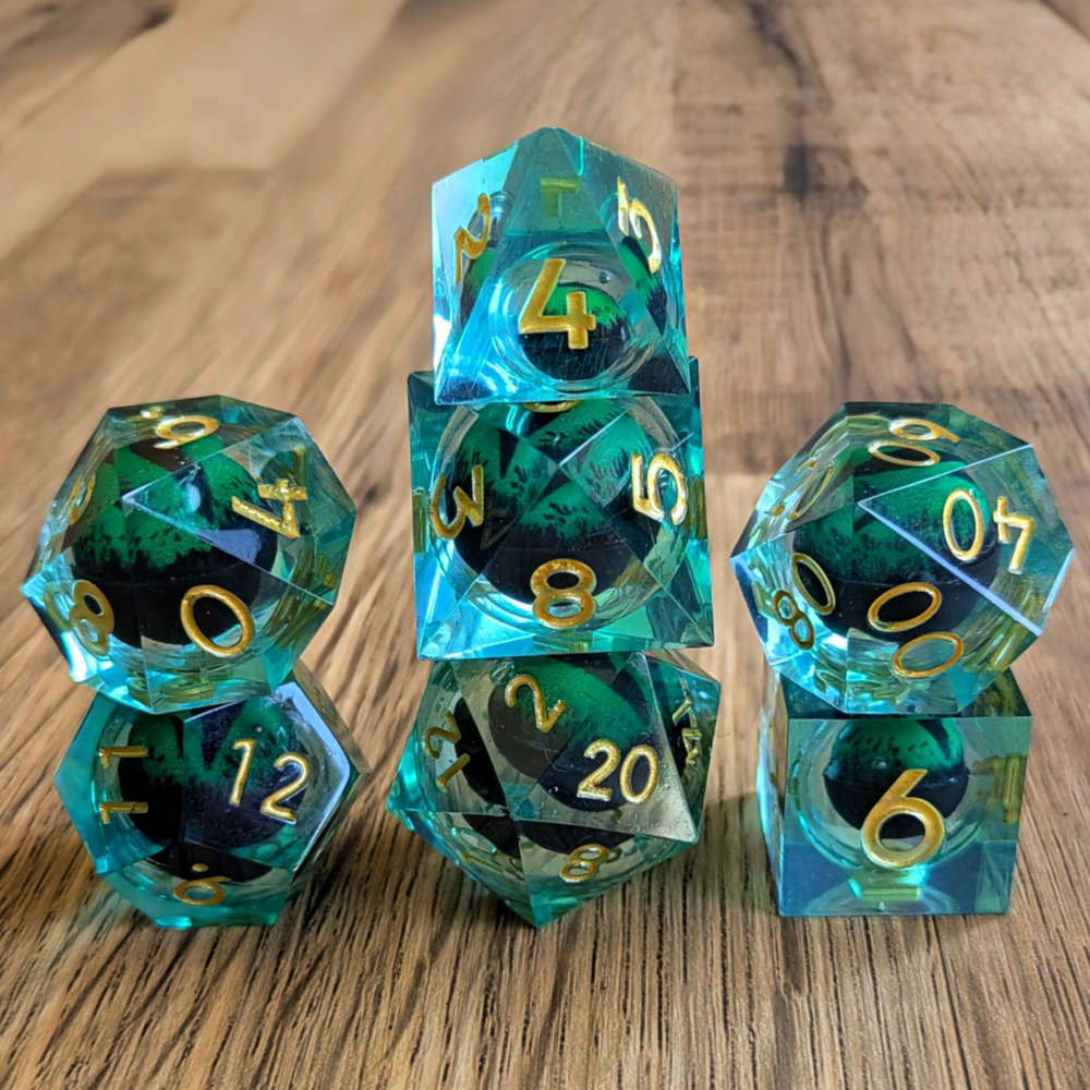 Green Dragon Eye Rolling Dice Set