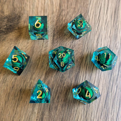 Green Dragon Eye Rolling Dice Set