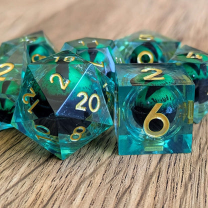 Green Dragon Eye Rolling Dice Set