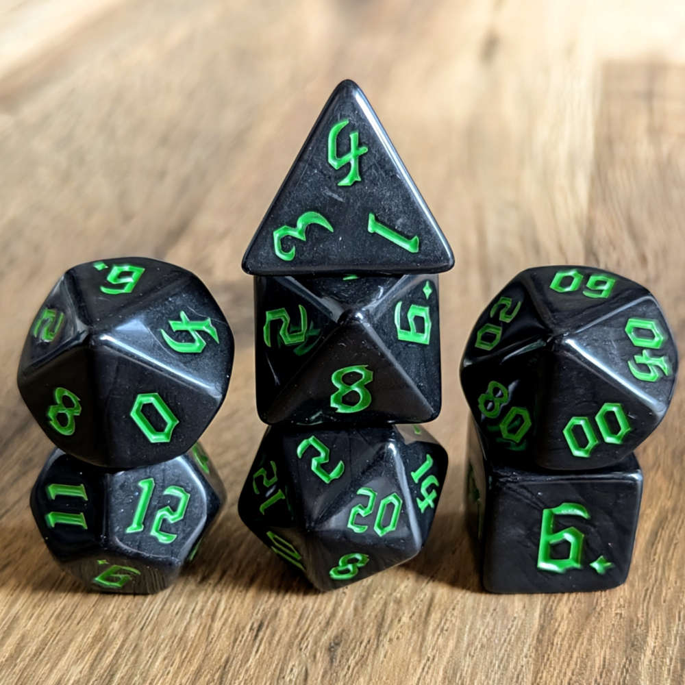 Green Full Moon Dice Set