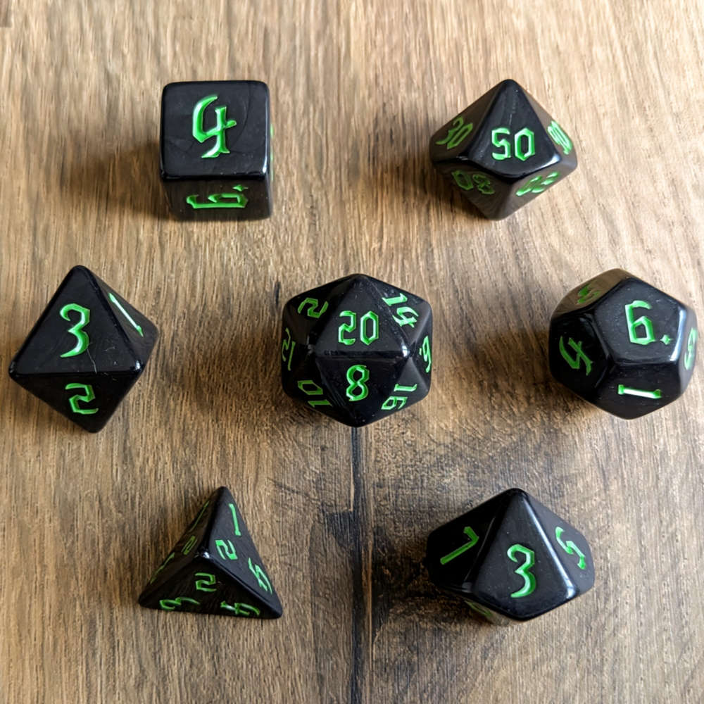 Green Full Moon Dice Set