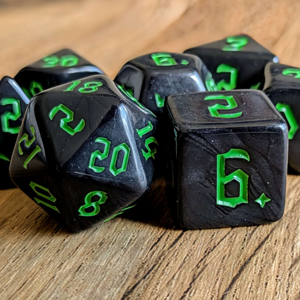 Green Full Moon Dice Set